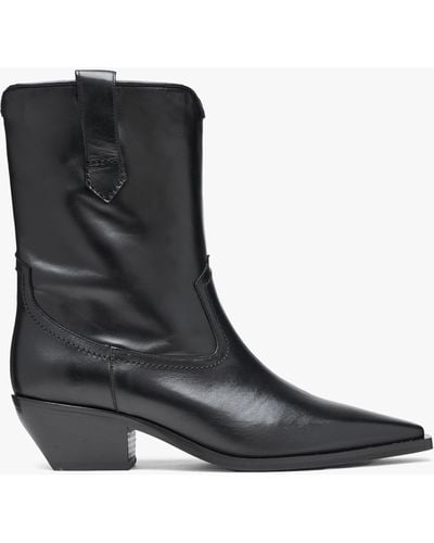 Daniel Skira Black Leather Western Ankle Boots