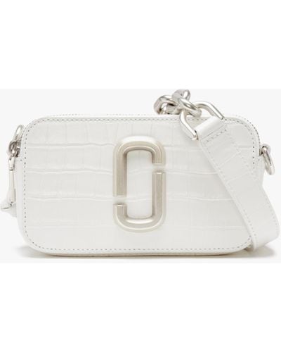 Marc Jacobs The Snapshot Croc Chain Cotton Leather Camera Bag - White