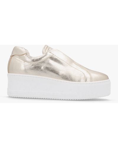 Daniel Tred Gold Leather Laceless Flatform Sneakers - White