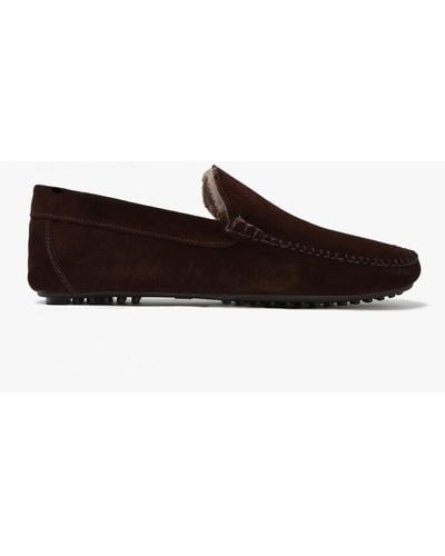 Oliver Sweeney Men's Landa Chocolate Suede Moccasin Slippers - White