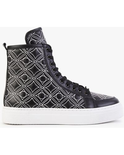 Daniel Bimpani Black Leather Quilted High Top Sneakers