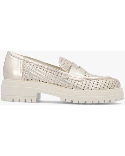 Daniel Nattie Gold Leather Perforated Chunk Loafers - White