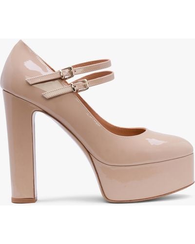 Daniel Nomary Nude Patent Leather Platform Heeled May Janes - Pink