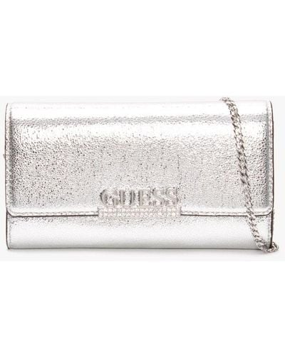 Guess Dinner Date Silver Clutch Bag - Metallic