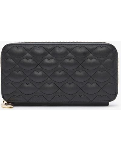 Lulu Guinness Women's Bella Black Lip Ripple Quilted Leather Cros