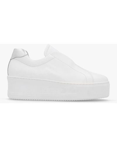 Daniel Tred White Leather Laceless Flatform Sneakers