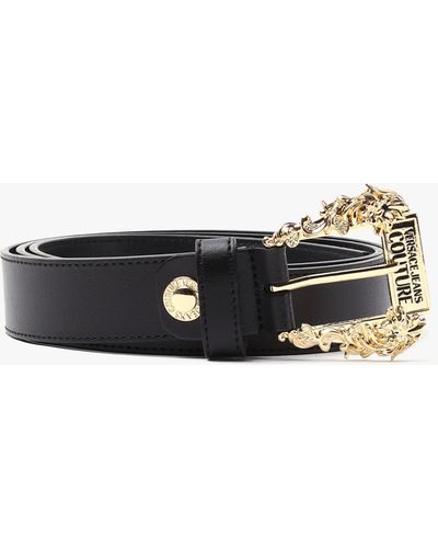Versace Jeans Couture Couture1 Black Leather Belt - White