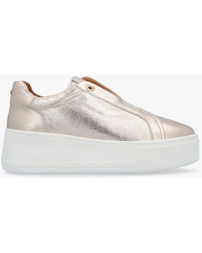 Moda In Pelle Auben Gold Leather Flatform Sneakers - White