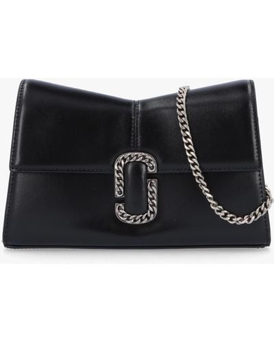 Marc Jacobs The St. Marc Black Silver Leather Chain Wallet - White