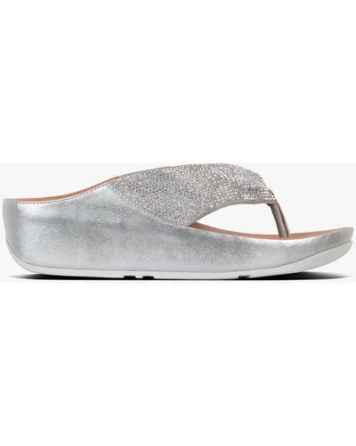 Fitflop Twiss Crystal Silver Toe Post Sandals - Metallic