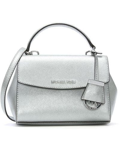 Michael Kors Ava Mini Silver Leather Cross-body Bag - Metallic