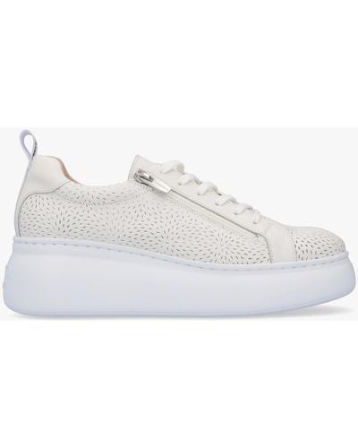 Wonders Woperf Off White Leather Perforated Trainers