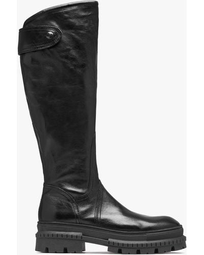 Daniel Maisie Black Leather Over The Knee Boots