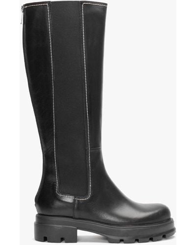 DONNA LEI Marty Black Leather Knee Boots