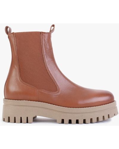 Daniel Fleat Tan Leather Chelsea Boots - Brown