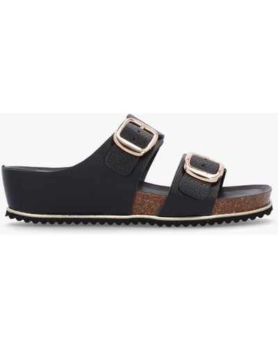 Daniel Ibuckle Black Leather Two Bar Low Wedge Mules - White