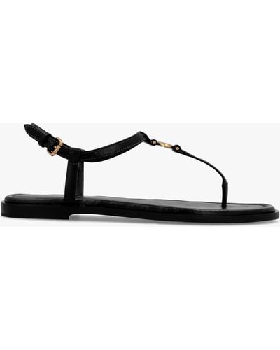 COACH Jessica Black Leather Toe Post Sandals - White