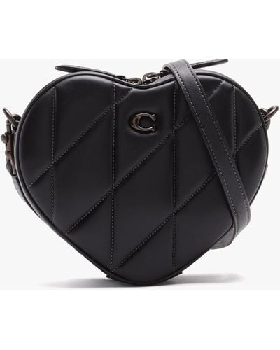 COACH S Quilted Leather Heart Crossbody - Black