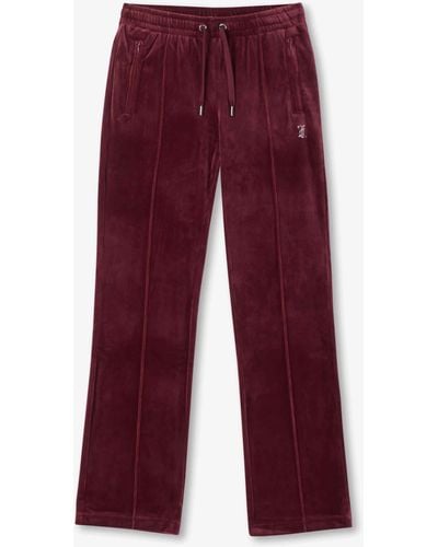 Juicy Couture Tina Tawny Port Velour Diamante Track Trousers - Red
