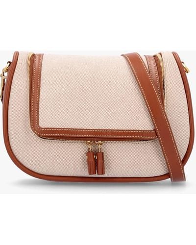 Anya Hindmarch Small Vere Soft Cavas & Cognac Satin Leather Satchel Bag - Pink