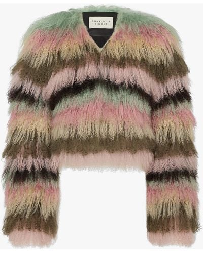 Charlotte Simone Candy Multicoloured Mongolian Lambswool Cropped Jacket