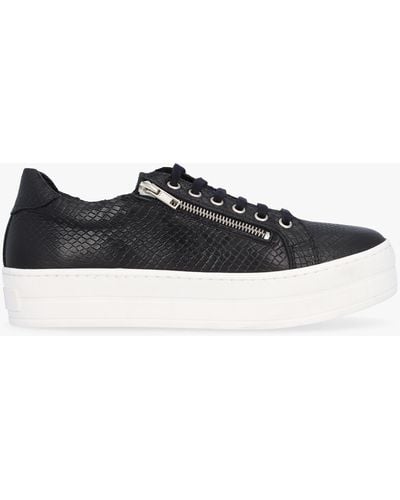 Daniel Tippie Black Leather Reptile Double Zip Sneakers