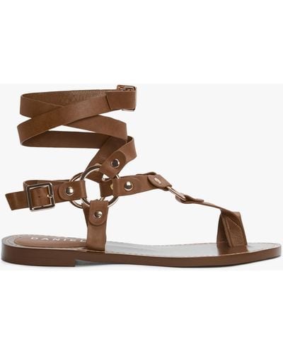 Daniel Sophie Tan Leather Ankle Tie Sandals - Brown