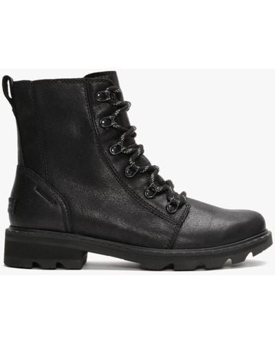 Sorel Lennox Lace Black Leather Ankle Boots