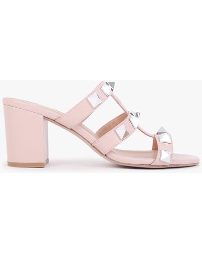 Daniel Pittie Pink Leather Studded Heeled Mules