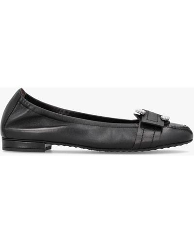 Kennel & Schmenger Malu Pearl Black Leather Ballet Court Shoes - White