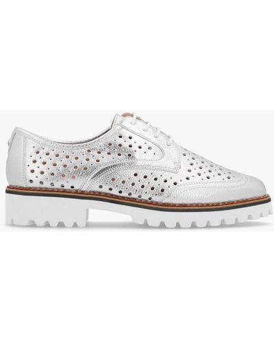 Moda In Pelle Eloni Silver Metallic Leather Lace Up Brogues - White