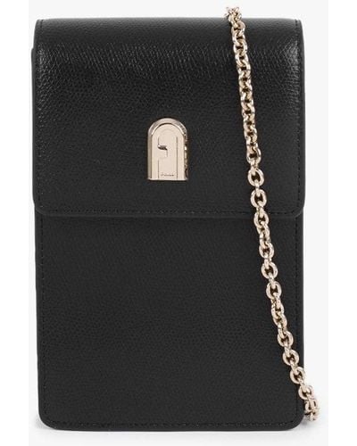 Furla Ares Black Leather Phone Case