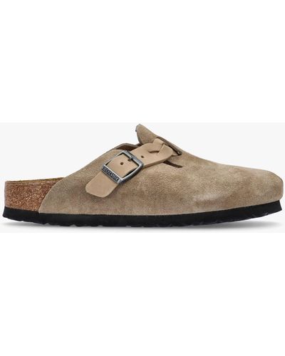 Birkenstock Boston Braided Taupe Suede Leather Clogs - Brown