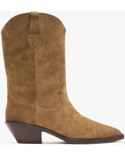 Ash Dalton Tan Suede Western Calf Boots - Brown