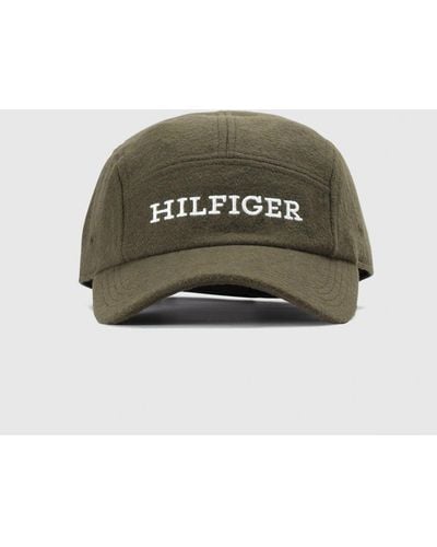 Tommy Hilfiger Mens Monotype Melton Cap In Army Green