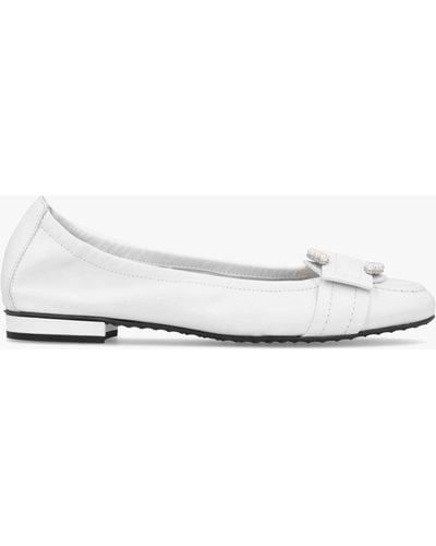 Kennel & Schmenger Malu Pearl Bianco Leather Ballet Court Shoes - White