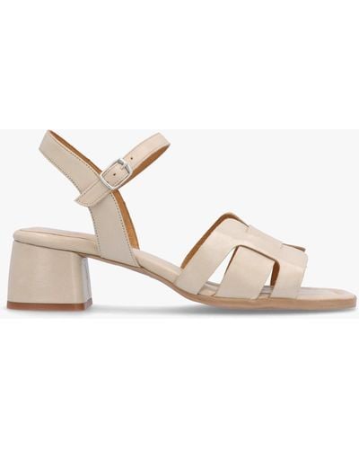 Moda In Pelle Mariie Off White Leather Heeled Sandals - Natural