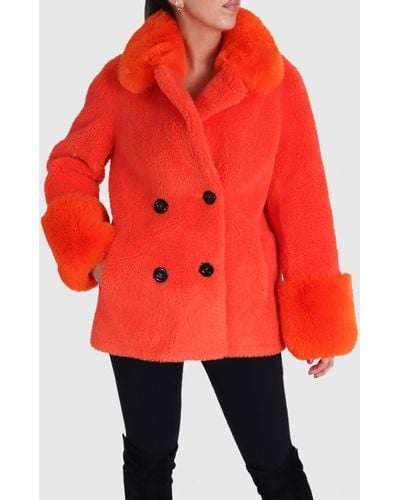 American Dreams Fiona Short Orange Wool Coat