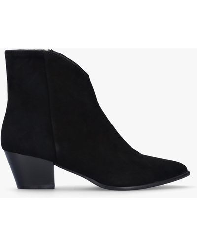 DONNA LEI Branwell Black Suede Western Ankle Boots