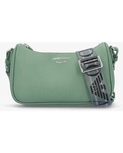 Emporio Armani Lilly Sage Urban Chic Pebbled Baguette Bag - Green