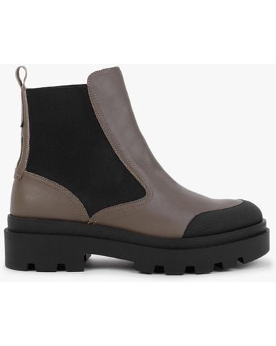 Fly London Jeba Taupe Leather Chunky Chelsea Boots - Brown