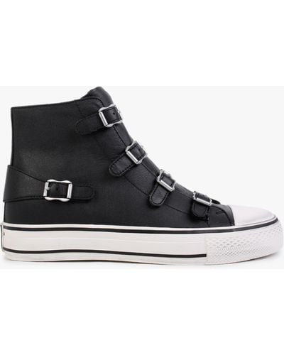 Ash Virgin Black Leather Buckled High Top Trainers