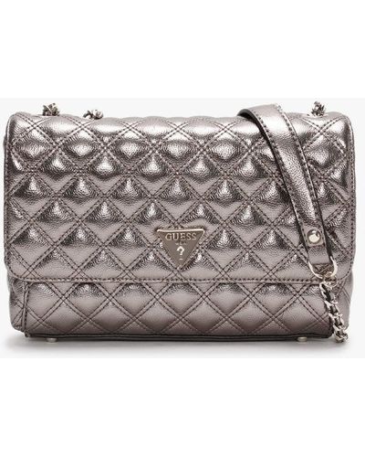 Guess Cessily Quilted Convertible Pewter Cross-body Bag - Multicolour