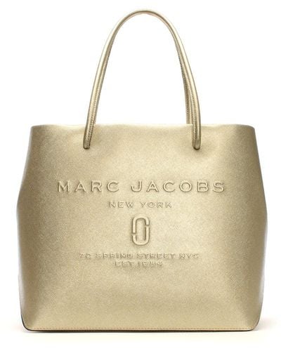 Marc Jacobs Logo Shopper Gold Leather East West Tote Bag - Metallic