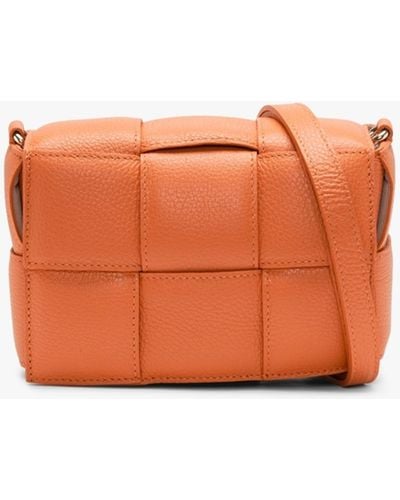 Daniel Footwear Orange Leather Woven Cross-body Bag