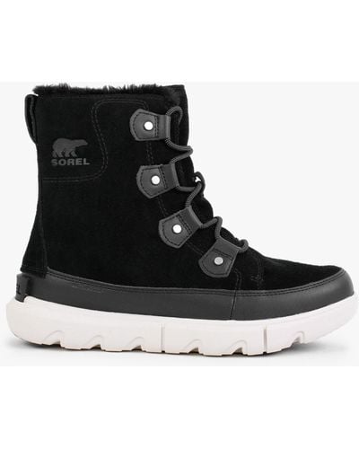 Sorel Explorer Ii Joan Black Fawn Suede Ankle Boots