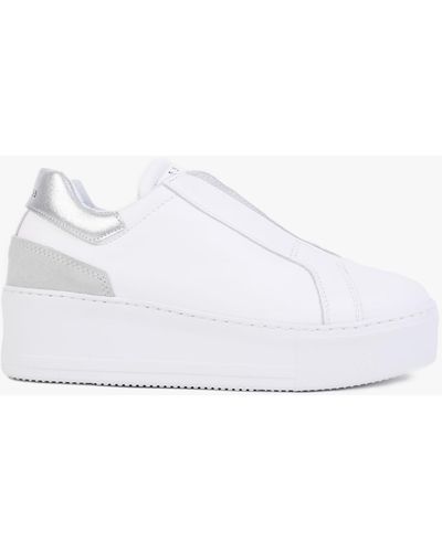 Daniel Sibslip Silver Leather Flatform Sneakers - White