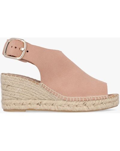 Daniel Kathie Nude Suede Peep Toe Sling Back Wedge Espadrilles - Grey