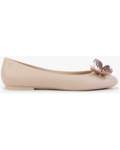 Melissa Doll Butterfly Vegan Nude Ballet Court Shoes - Natural