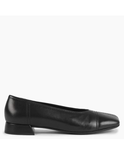 Daniel Angled Black Leather Square Toe Court Shoes